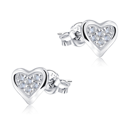 Beautiful Heart with Crystal Silver Stud Earring STS-5080 